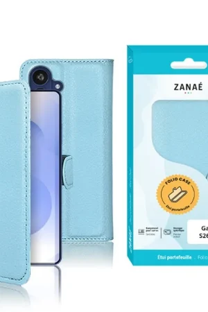 Prix Promo Étui Portefeuille Zanae pour Galaxy S26 Plus - Bleu Clair