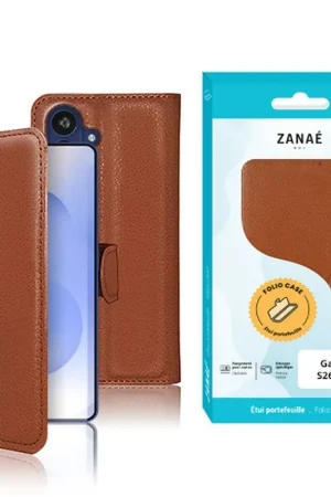 Satisfait Ou Remboursé Etui Portefeuille Zanae pour Galaxy S26 Plus marron