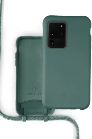 Pas Cher Coverzs Coque silicone avec cordon Samsung Galaxy S20 Ultra (vert foncé)