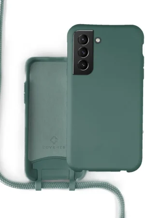 Expédition Rapide Coverzs Coque silicone avec cordon Samsung Galaxy S21 Plus (vert foncé)