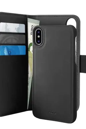 Dernière Chance Etui Folio pour iPhone X/XS - Puro avec coque magnétique détachable noir