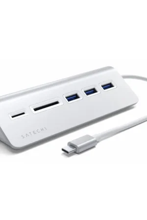 Dernière Chance Satechi - Adaptateur USB-C vers USB et lecteur carte SD - Argent