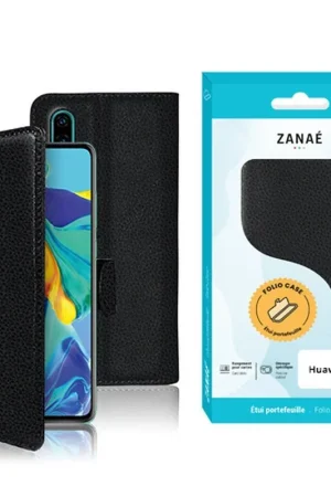 Prix Cassé Étui Portefeuille Zanae pour Huawei P30 Noir