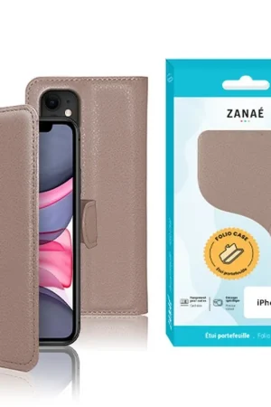 Promotion Etui Portefeuille Zanae pour iPhone 11 Taupe
