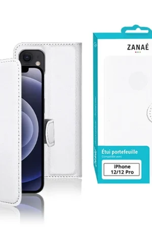Achetez Aujourd’hui Etui Portefeuille Zanae pour iPhone 12 / 12 Pro Blanc
