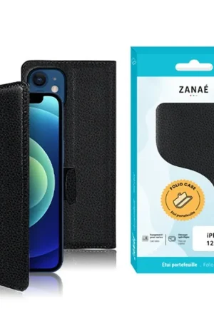 Promotion Etui Portefeuille Zanae pour iPhone 12 Mini Noir