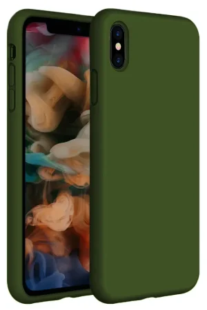Bon Marché Coverzs Coque silicone de luxe iPhone X / Xs (vert armée)