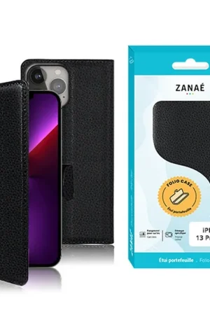 Usine Directe Etui Portefeuille Zanae pour iPhone 13 Pro Max Noir