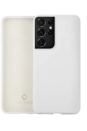 Coverzs Coque silicone de luxe Samsung Galaxy S21 Ultra (blanc) Remise