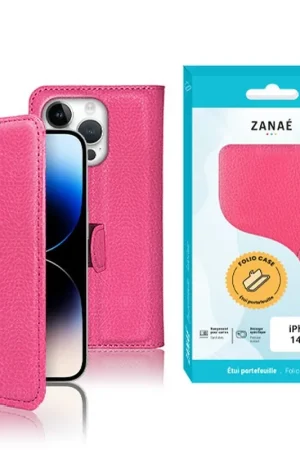Vente Directe Etui Portefeuille Zanae pour iPhone 14 Pro Fushia