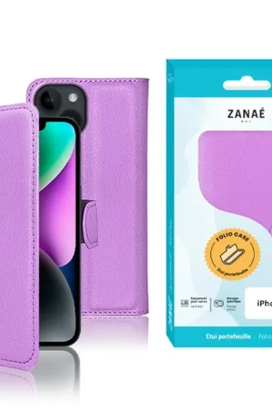 Authentique Étui Portefeuille Zanae pour iPhone 14 Violet