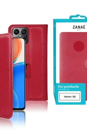 Achat Immédiat Etui Portefeuille Zanae pour Honor X8 Rouge