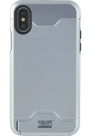 Solde Coque pour iPhone X/XS Colorblock argentée