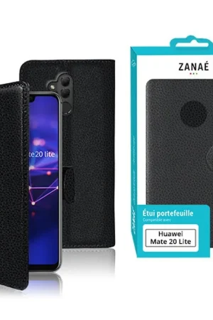 Quantité Limitée Etui Portefeuille Zanae pour Huawei Mate 20 Lite Noir