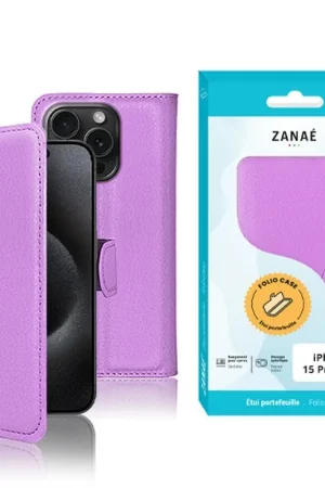 Promotion Saisonnière Etui Portefeuille Zanae pour iPhone 15 Pro Max Violet