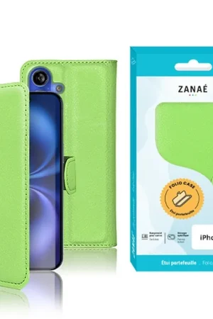 Quantité Limitée Étui Portefeuille Zanae pour iPhone 16 Vert