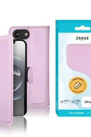 Commande En Gros Etui Portefeuille Zanae pour iPhone 16e Rose