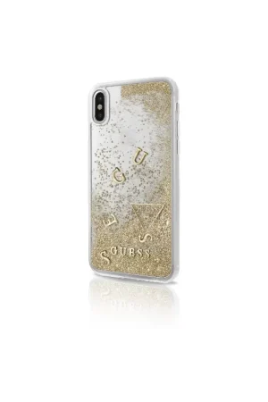 Produit De Marque Coque iPhone X/XS  rigide liquide avec paillettes dorées Guess