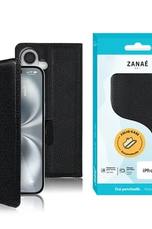 Top Vente Etui Portefeuille Zanae pour iPhone 17 Noir