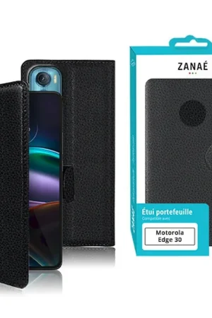 Acheter En Ligne Etui Portefeuille Zanae pour Motorola Edge 30 Noir