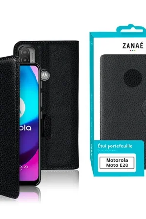 Vente Directe Etui Portefeuille Zanae pour Motorola Moto E20/E30/E40 Noir
