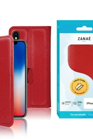 Usine Directe Etui Portefeuille Zanae pour iPhone X / XS Rouge
