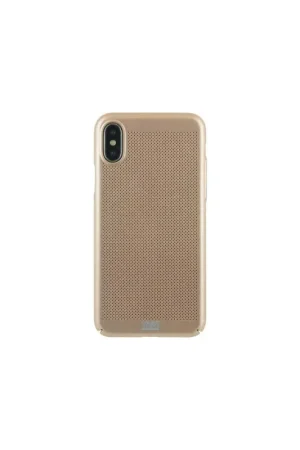 Prix Réduit Coque iPhone X/XS rigide perforée dorée Colorblock