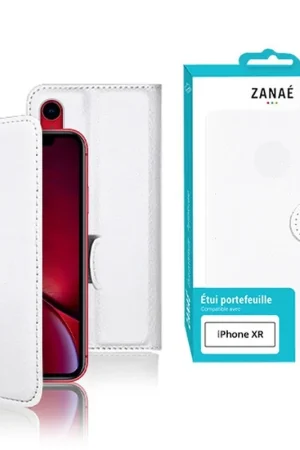 Authentique Etui Portefeuille Zanae pour iPhone XR - Blanc