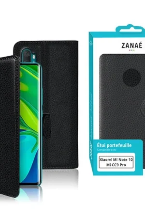 Prix Réduit Etui Portefeuille Zanae pour Mi Note 10 / Mi CC9 Pro Noir