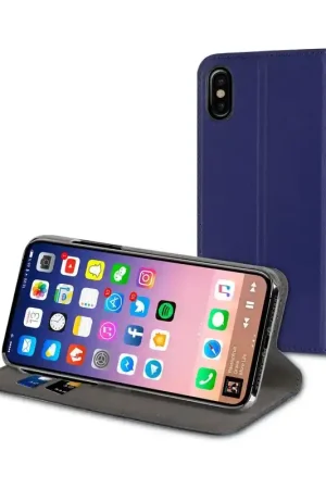 Etui pour iPhone X - folio stand bleu Satisfait Ou Remboursé