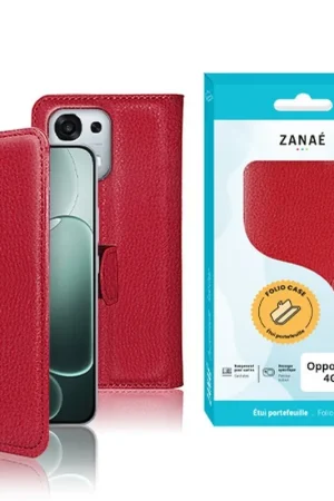 Satisfait Ou Remboursé Etui Portefeuille Zanae pour Oppo A6 Pro Rouge