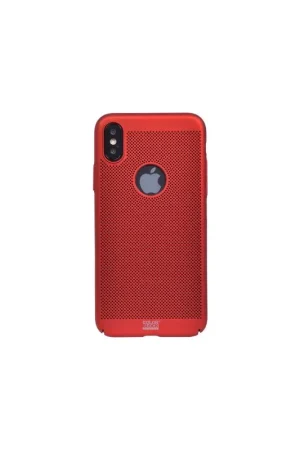 Coque rigide perforée rouge Colorblock pour iPhone X/XS Dernière Chance