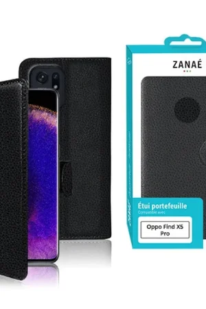 Quantité Limitée Etui Portefeuille Zanae pour Oppo Find X5 Pro - Noir