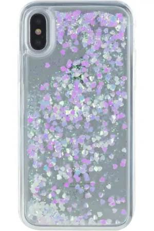 Coque pour iPhone X/XS - transparente avec paillettes blanches Certifié