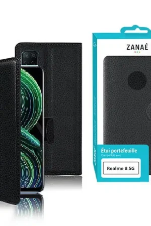 Remise Étui Portefeuille Zanae pour Realme 8 5G Noir