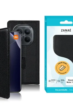 Top Vente Etui Portefeuille Zanae pour Redmi Note 15 Pro Plus noir