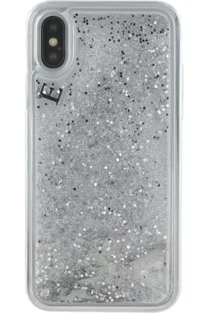 Coque pour iPhone X/XS - rigide liquide avec paillettes argentées Guess Livraison Gratuite