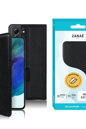 Authentique Etui Portefeuille Zanae pour Samsung Galaxy S21 FE 5G Noir