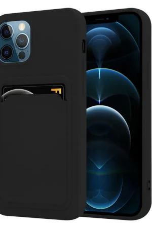 ShieldCase Coque silicone porte carte iPhone 12 Pro (noir) Expédition Rapide