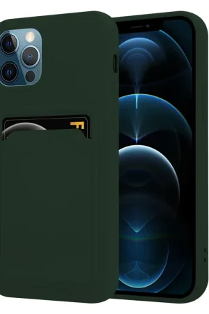 Usine Directe ShieldCase Coque silicone porte carte iPhone 12 Pro (vert foncé)