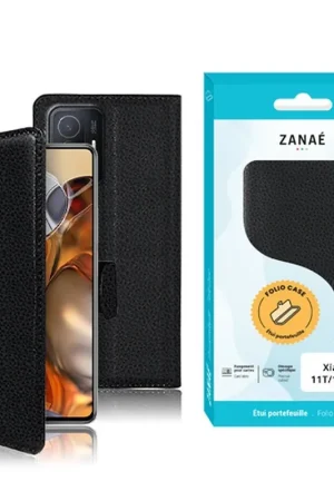 Bon Marché Etui Portefeuille Zanae pour Xiaomi 11T / 11T Pro Noir