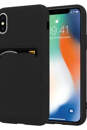 Top Vente ShieldCase Coque silicone porte carte iPhone X / Xs (noir)
