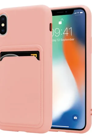 Haute Qualité ShieldCase Coque silicone porte carte iPhone X / Xs (rose)