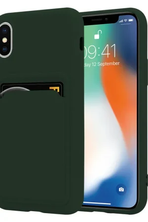 ShieldCase Coque silicone porte carte iPhone X / Xs (vert foncé) Vente Flash