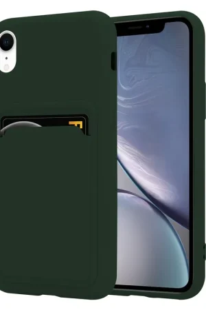 Satisfait Ou Remboursé ShieldCase Coque silicone porte carte iPhone Xr (vert foncé)