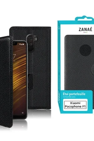 Commande En Gros Etui Portefeuille Zanae pour Xiaomi Pocophone F1 Noir