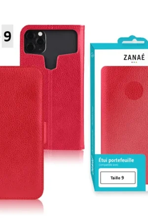 Produit De Marque Étui portefeuille Zanae universel taille 9 Rouge