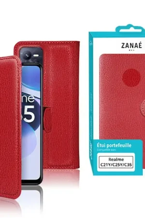 Top Vente Etui Portefeuille Zanae Rouge pour Realme C35