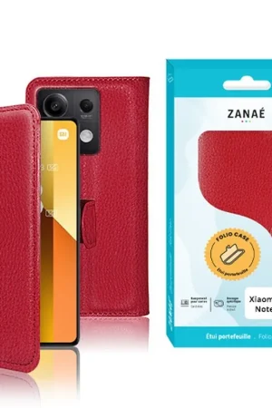 Bon Marché Etui Portefeuille Zanae Rouge pour Redmi Note 13 5G