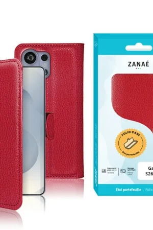 Commande En Gros Étui Portefeuille Zanae Rouge pour Galaxy S26 Ultra